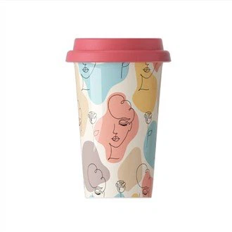 Mug Kopi Keramik Tinggi 16 OZ dengan Tutup